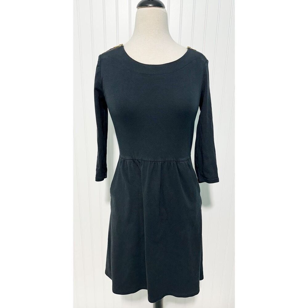 Boden Women's Janie Day Cotton A-Line Dress‎ Black Size 10L